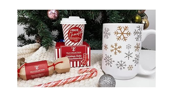 Hot Chocolate Gift Set With Mug - Hot Chocolate Set With Hot Chocolate Sachets - Mini Marshmallows, Candy Canes, Travel Cup - Gifts for Women, Mens Gifts - Vegan Chocolate Gift Set