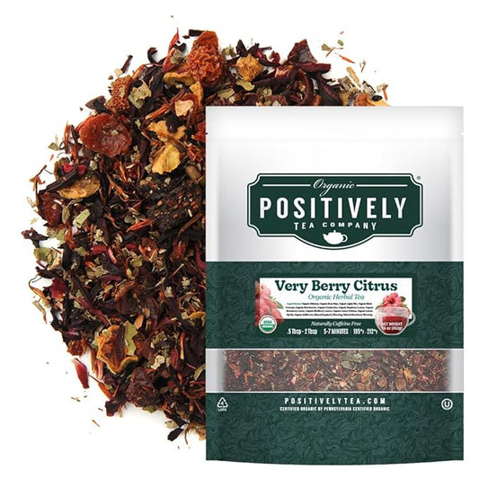 Organic Positively Tea Company, Very Berry Citrus, Herbal Tea, Loose Leaf, 16 Ounce