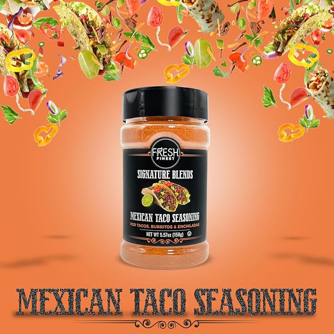 Fresh Finest Taco Seasoning - 5.57oz (158g) - Zesty, Authentic, Kosher, All-Natural, Non-GMO, Gluten-Free