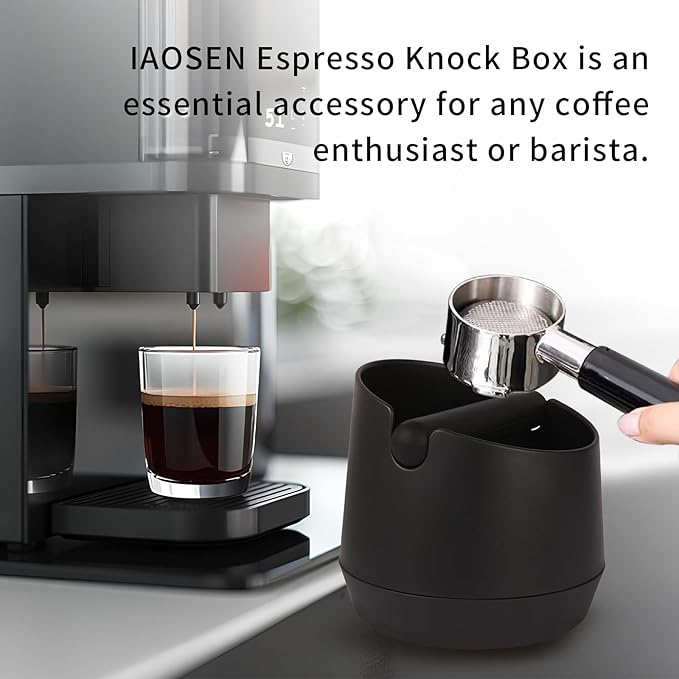 6 Inch Large Capacity Design Espresso Knock Box Tamping Mat Espresso Machine Accessories Set of 2 with Removable Knock Bar and Anti-Slip Base for Home Office Barista Tools for Bar Shop