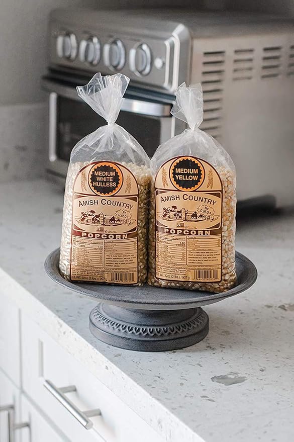 Amish Country Popcorn | 2-2 lb Bags | 2 lb Medium White and 2 lb Medium Yellow Popcorn Kernels Variety Bundle | Old Fashioned, Non-GMO and Gluten Free