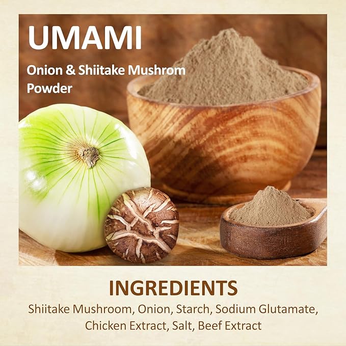 Yimi Onion and Mushroom Seasoning Mix, Umami Flavor, Finely Ground Powder for Soups, Stews, and Sauces and More, 8 oz