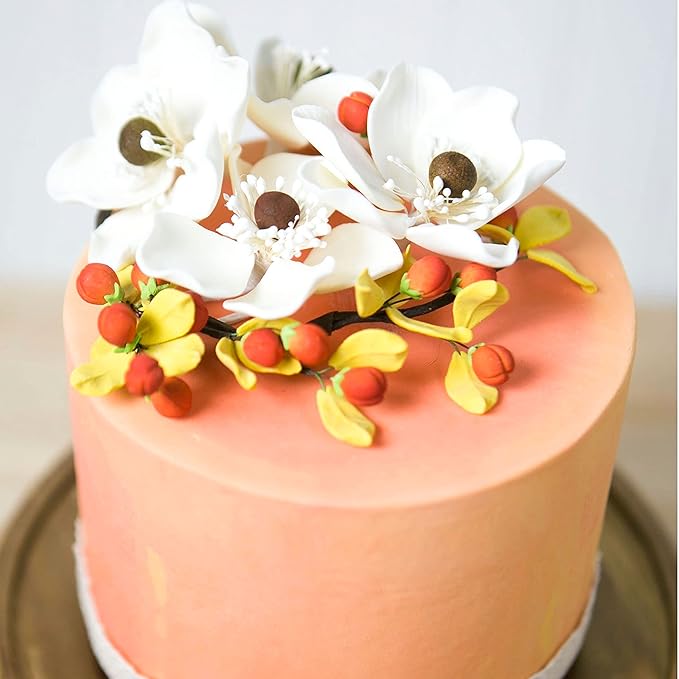 Global Sugar Art Poppy Anemone Sugar Cake Flowers, White, 4 Count by Chef Alan Tetreault