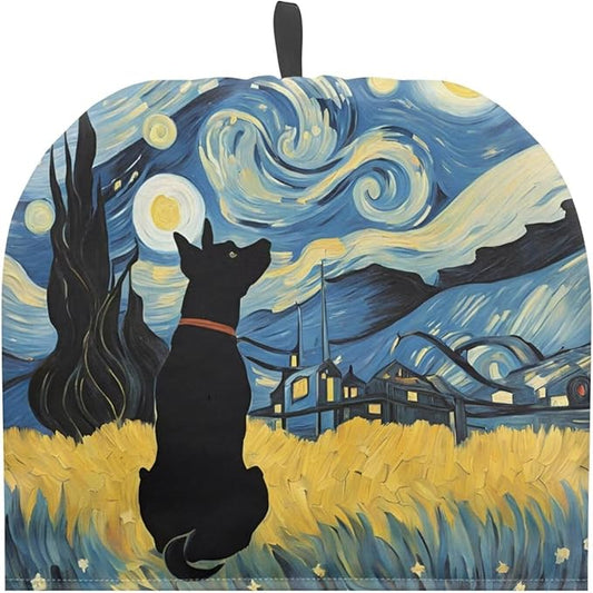 Tea Cozy for Teapot Novelty Dog Starry Night Tea Kettle Cover Tea Pot Kitchen Decorative Cover with Handle Dust Cover for Keeping Warm Can Hung and Folded 竊뉰lue竊?"<div>