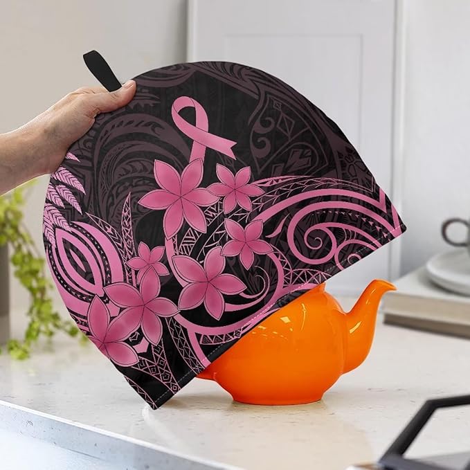 Pink Hibiscus Print Tea Cozy Creative Insulated Tea Cosy Extra Thick Home Kitchen Decoration Creative Gifts Dust Teapot Cover Kitchen Accessories for Travel