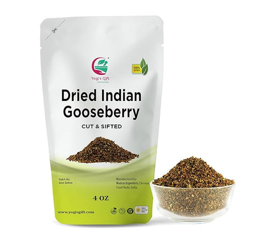 Dried Amla/Gooseberry Cut & Sifted 4 oz | Rich in Vitamin C, Fibre | Phyllanthus emblica | by Yogi's Gift짰