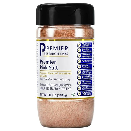 Premier Research Labs Pink Salt ??Hawaiian Red Alaea Sea Salt Blend for Food, Cooking, and Eating ??Flaky, Unrefined, and Additive-Free, 12 oz