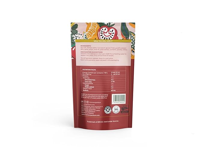 ZONA ORGANIKUM Tomato & Guajillo Chili Broth Seasoning Powder 31.74 oz, Vegan, Gluten-Free, No MSG, No Sugar, No Artificial Colors or Preservatives