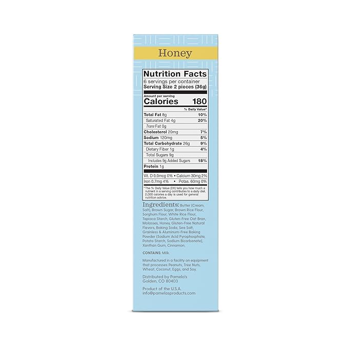 Pamela's Gluten Free Graham Crackers, Honey, Pie Crust, S'mores & Snacks, 7.5 Ounce (Pack of 6)