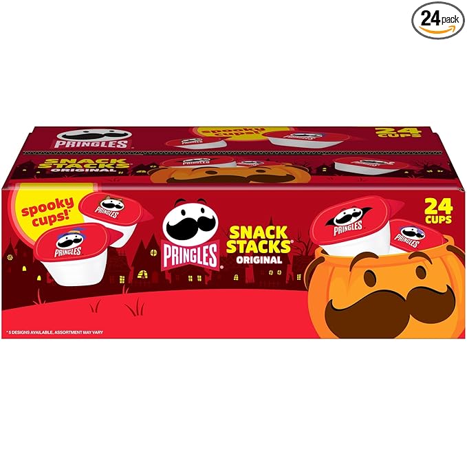 Pringles Potato Crisps Chips, Halloween Snacks, Trick or Treat, Snack Stacks, Original, 16oz Box (24 Cups)