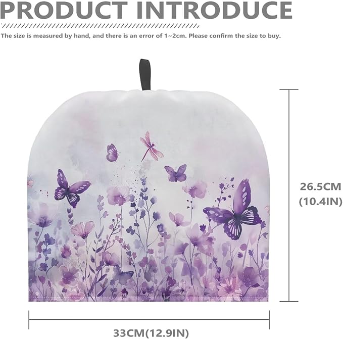 Purple Flowers Tea Cozy Cover Warmth Keep Tea Kettle Cover Insulated Teapot Cover with Top Handy Loop Aqua Tea Cosies Reusable