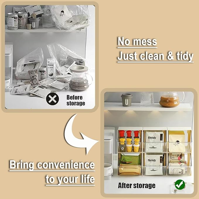 Acrylic Tea Bag Organizer Storage Box with 2 Transparent Drawers, Multi-Functional Coffee Pod K Cup Holder Container for Kitchen Home Office Organizer - White