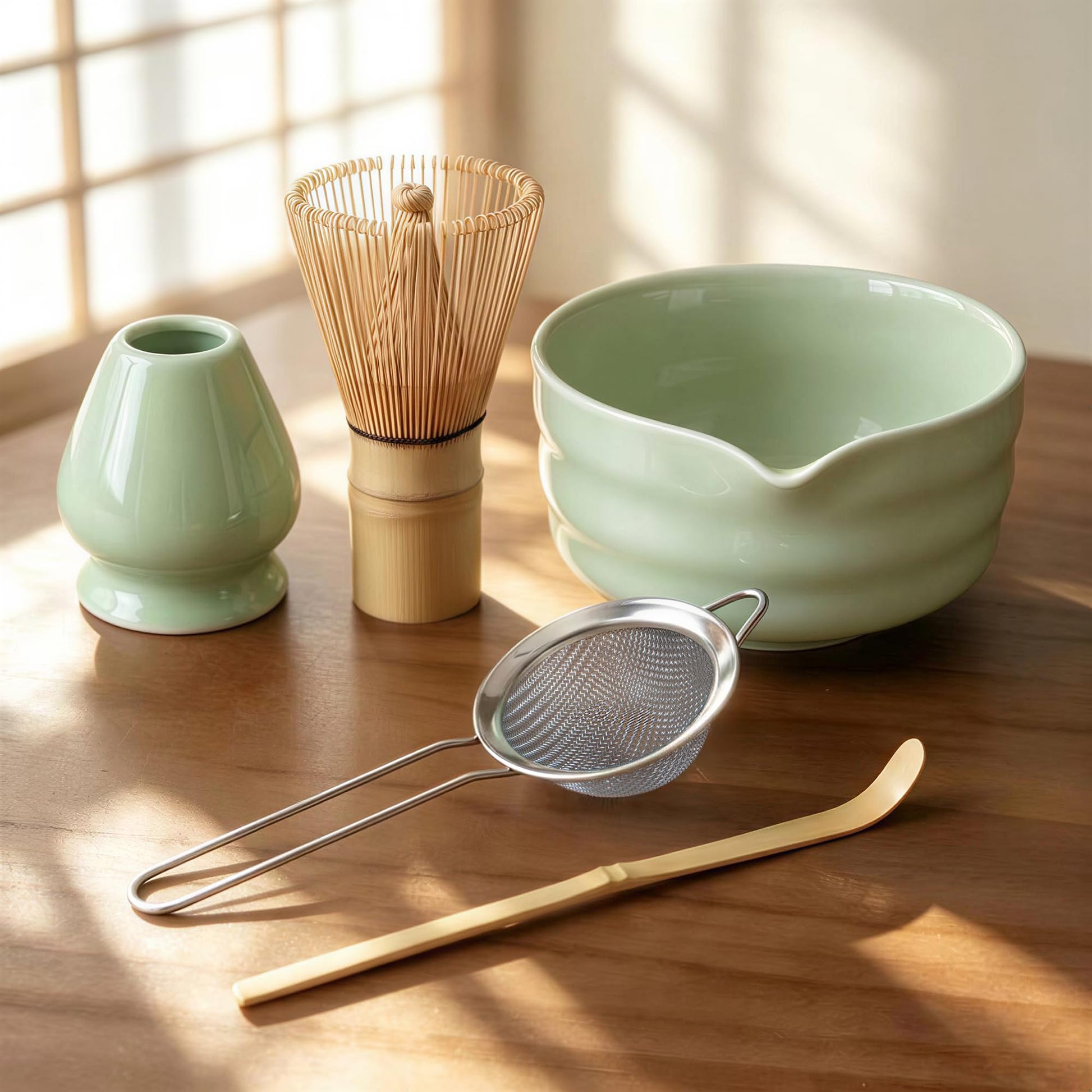 Matcha Whisk Set with Ceramic Bowl - Complete Matcha Making Kit, Bamboo Whisk (Chasen), Whisk