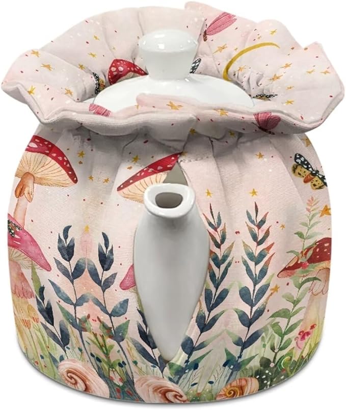 Red Mushroom Tea Cozies for Teapots Tea Cosy Tea Cover Keep Warm Tea Pot Dust Cover Insulated Kettle Cover for Home Kitchen Decorative Accessories