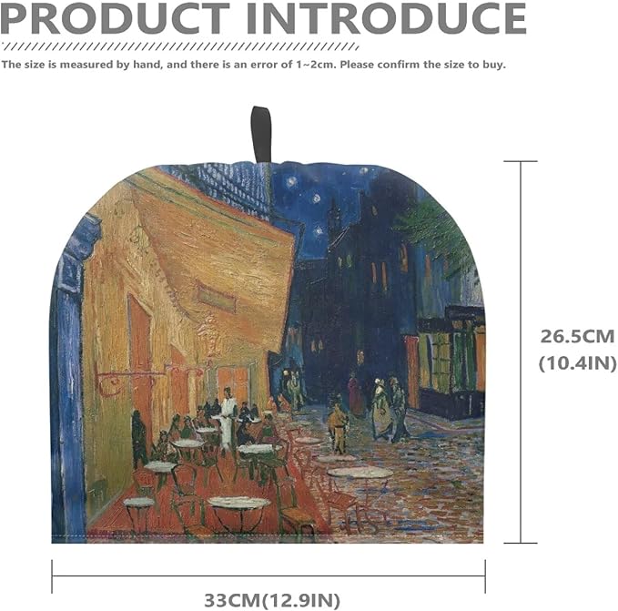 Tea Cozy for Teapot Insulated Decorative Kettle Cover with Handle Oil Painting Dust Cover Lightweight Extra Thick Tea Pot Cover Dome Shaped for Keeping Warm Can Hung and Folded (Blue)