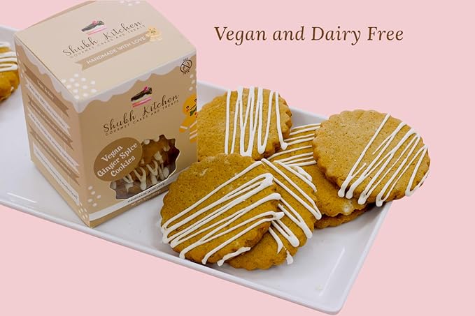Vegan Ginger Spice Cookies- Holiday Cookies, Gourmet Vegan Snack, 100% Egg-Free, Dairy-Free, Allergy-Friendly, Plant-Based Treats, Festive Spiced Cookies, 5.5 oz Pack