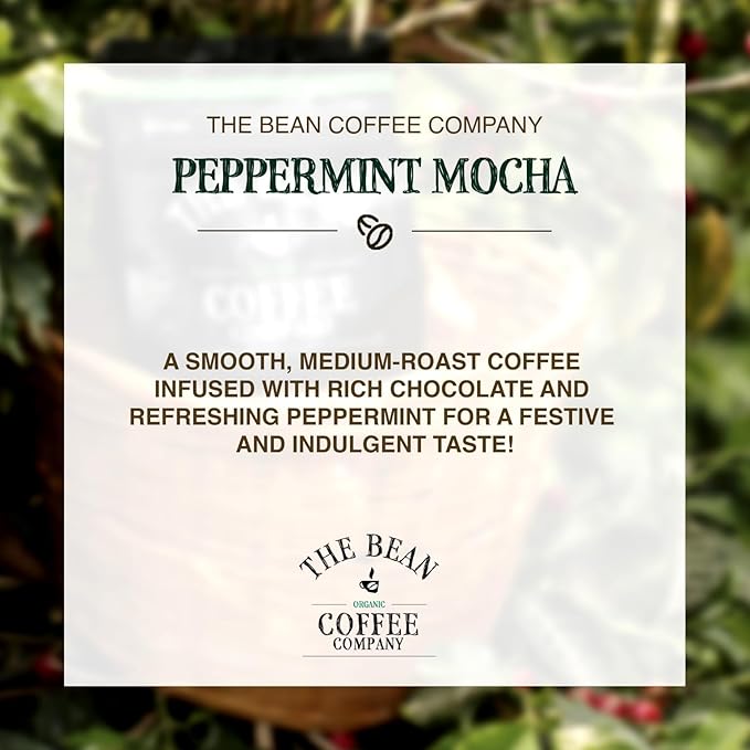 The Bean Organic Coffee Company Peppermint Mocha, Medium Roast, Whole Bean Coffee, 80 Ounce Bag