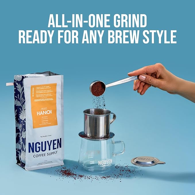 Nguyen Coffee Supply - Hanoi Robusta: Dark Roast Premium Ground Coffee Beans, Vietnamese Single Origin, Direct Trade, Low Acid with High Caffeine Content, Roasted in Brooklyn [5 lb Bag]