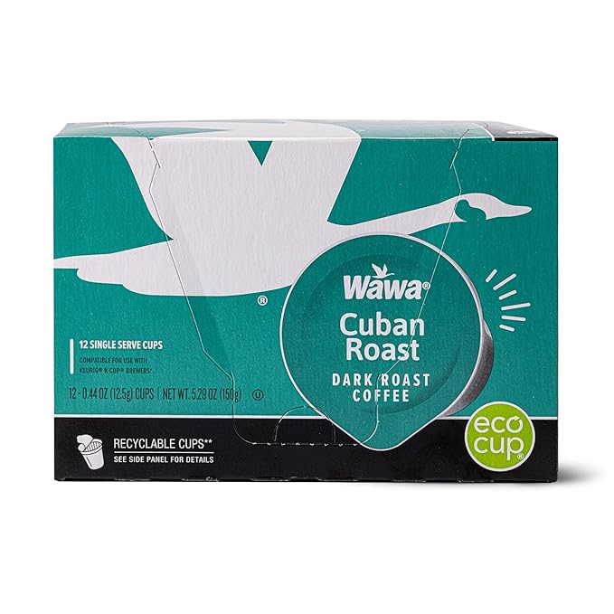 Wawa Single Cup Cuban Dark Roast Coffee Pods, 72 Pods, 6 Boxes, Rich & Bold Blend, Semi-Sweet Chocolate Notes, Single Serve, 100% More Responsibly Sourced from Rainforest Alliance Certified Farms