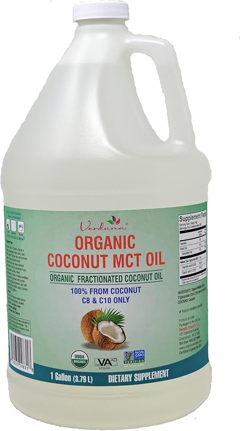 Verdana USDA Certified Organic Coconut MCT Oil ?밊ractionated Coconut Oil ??No Palm Kernel Used ??Kosher, Food Grade, Non-GMO ??Great for Keto and Paleo Diets ??1Gallon