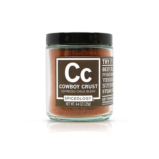 Spiceology – Cowboy Crust Espresso Chile Seasoning – Bold Coffee Spice Blend & Dry Rub for Beef Brisket, Pork Chops, Steak, Chicken Thighs & Ribs – Chef-Created, Freshly Ground – 4.4 oz