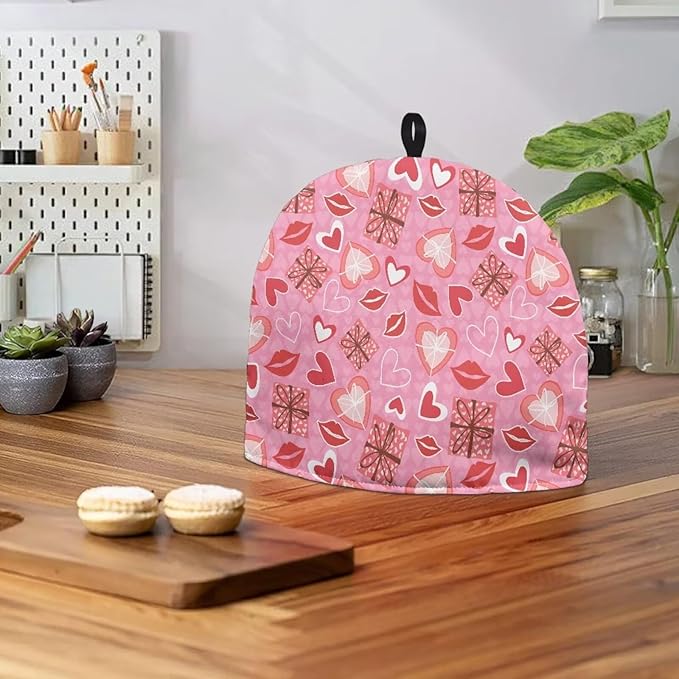 Hudotybom Heart Lips Tea Cozy for Teapot - Insulated Large Cover to Keep Warm - Machine Washable Coffee Pot Cloth Cover - Valentine's Day Decorations