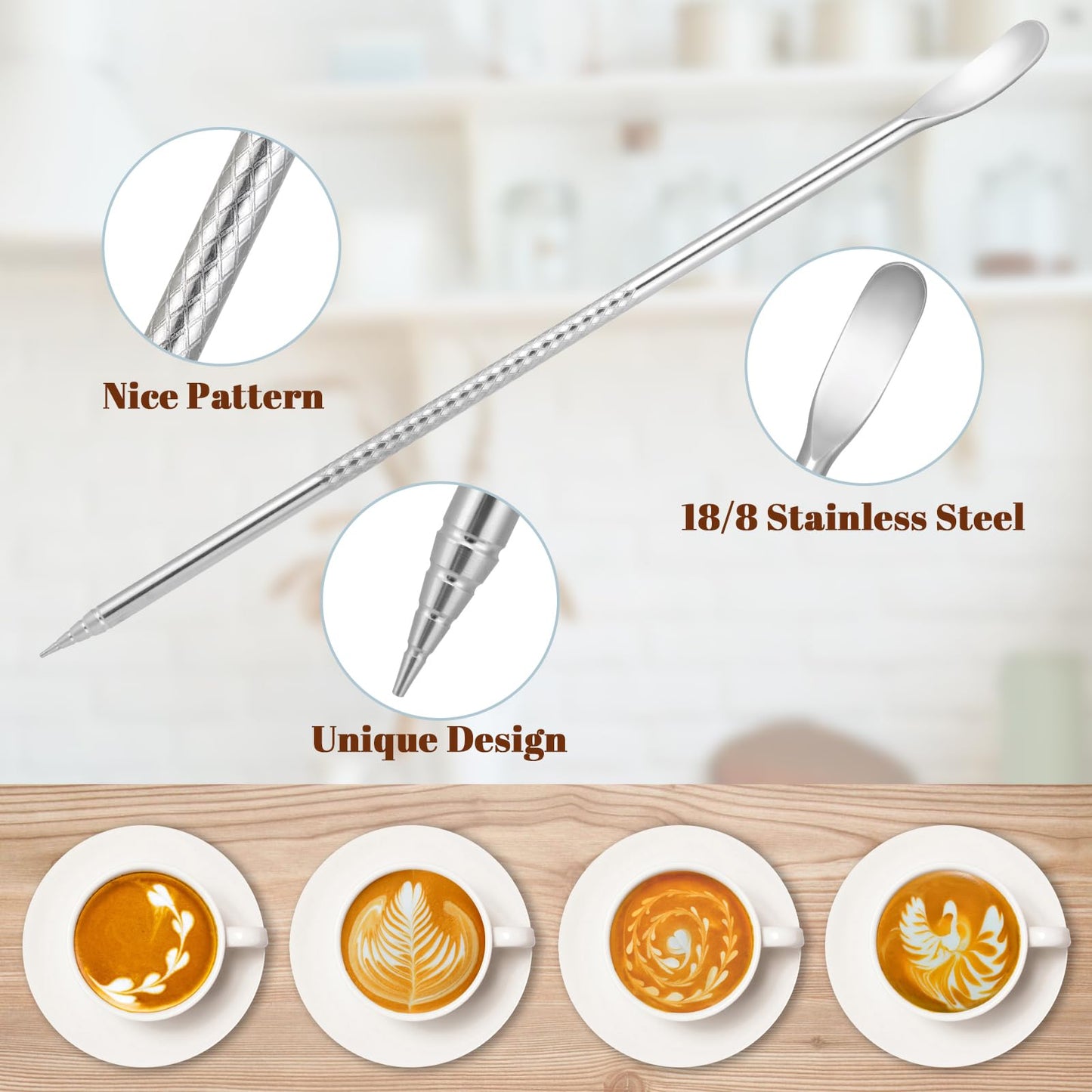 Amrules Milk Frothing Pitcher, 12oz Milk Frother Cup with Clear Scale, 304 Stainless Steel