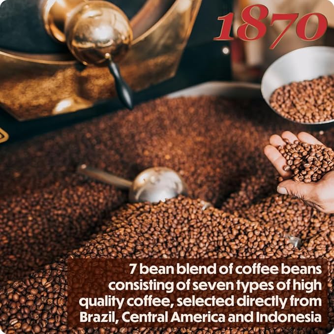 1870 by Caffe Barbera: Mago Whole Bean Roasted Coffee, Aromatic Intense & Fruity 7 Bean Blend by one of the worlds oldest coffee roasters, 150+ years of Roasting over 6 generations, 1.1lb / 0.5kg