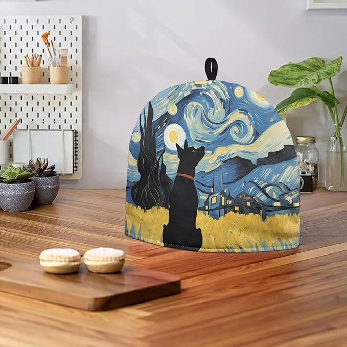 Tea Pot Cover Starry Night Dog Print Teapots Cosy Insulated Tea Cozies Home Kitchen Decoration Teapot Dust Cover Warming Tea Kettle Quilt Creative Gifts for Party