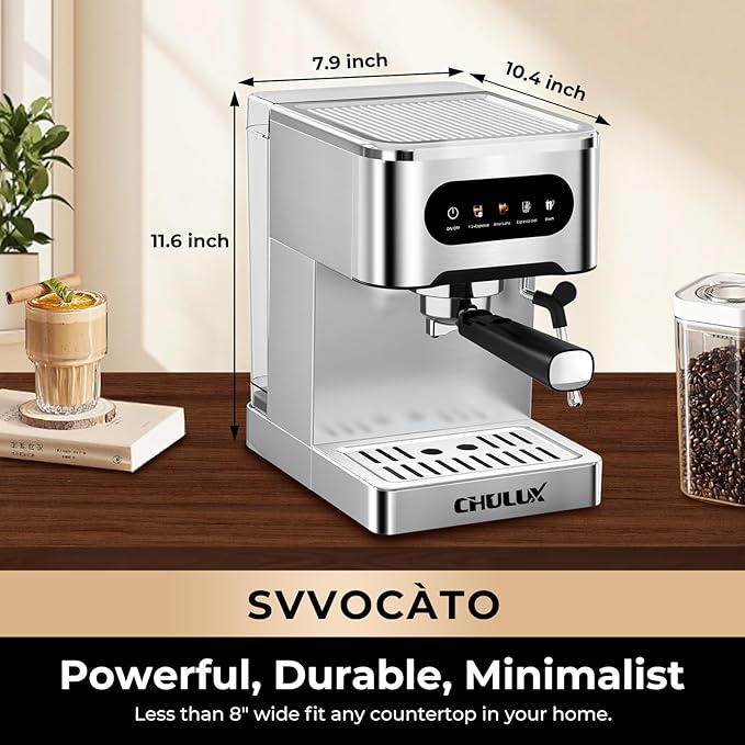 CHULUX Svvoc?ªto Hot & Cool Espresso Machine, 20 Bar Italian Pump, Professional Coffee Machine for Home Latte Cappuccino Espresso Maker, Full Color Touch Panel