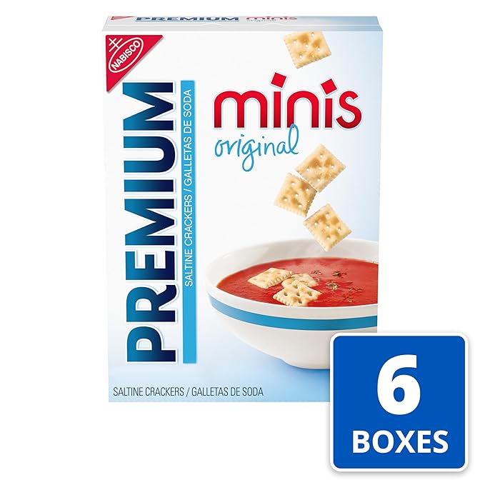 Premium Original Mini Saltine Crackers, Lunch Snacks, Bulk Snacks, 6 - 11 oz Boxes