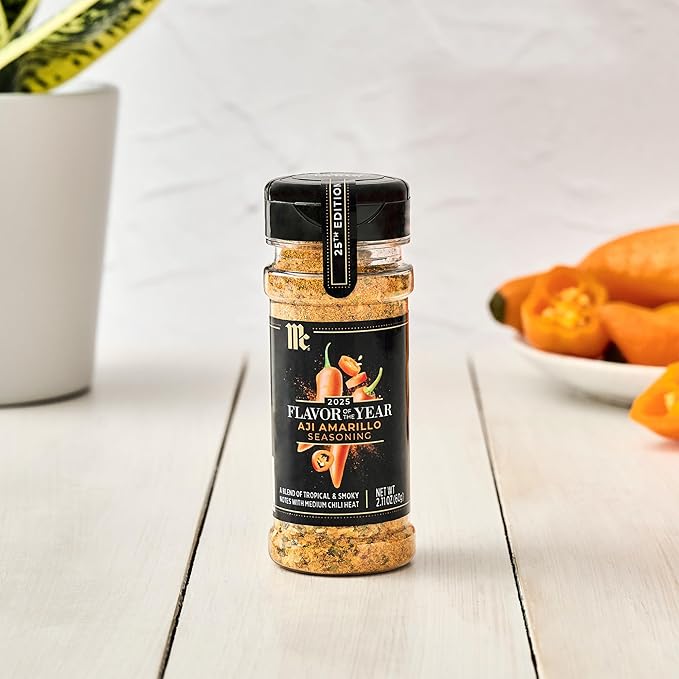 McCormick Seasoning, Aji Amarillo, 2025 Flavor of the Year, Blend of Tropical & Smoky Notes with Medium Chile Heat, For Seafood, Fish, Veggies, Poultry, Sauces, Salsa, and More, 2.11 oz