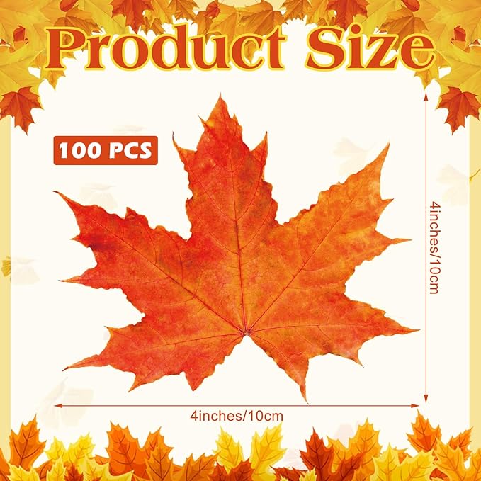 100 Pieces Parchment Fall Leaves Thanksgiving Cheese Paper Parchment Autumn Leaves Double Sided Decorative Paper 4 Inch Table Decorations for Thanksgiving Party Dinner Food Accessories