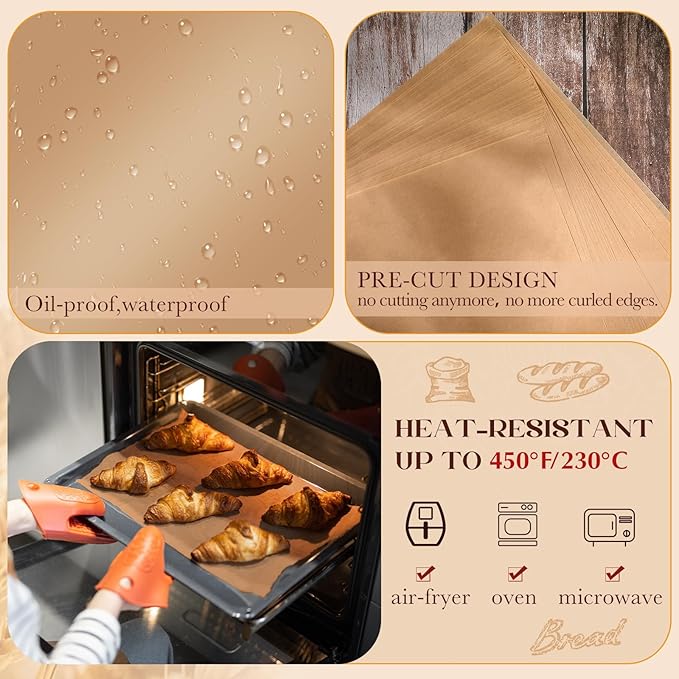 1000 Pcs 12x16 Inch Unbleached Parchment Paper Sheets, Bulk Precut Parchment Paper for Baking, Non-stick Flat Baking Sheets for Cookies, Cooking, Grilling, Air Fryer, Steaming, Oven