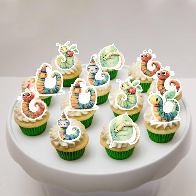 Rsstarxi 60 Pack Edible Insects Cupcake Toppers Edible Bugs Cake Decorations Insects Cupcake Picks for Baby Shower Boys Girls Birthday Summer Spring Bugs Party Decorations Supplies