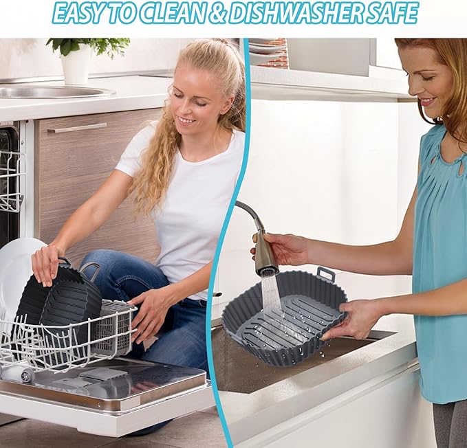 Silicone Air Fryer Liners Reusable 3 PCS, Airfryer Liners, Silicone Air Fryer Basket Liners Square, Food Grade AirFryer Accessories 4-7 QT, Ktchen Gadgets for Pot Oven Liner Baking Tray Pan