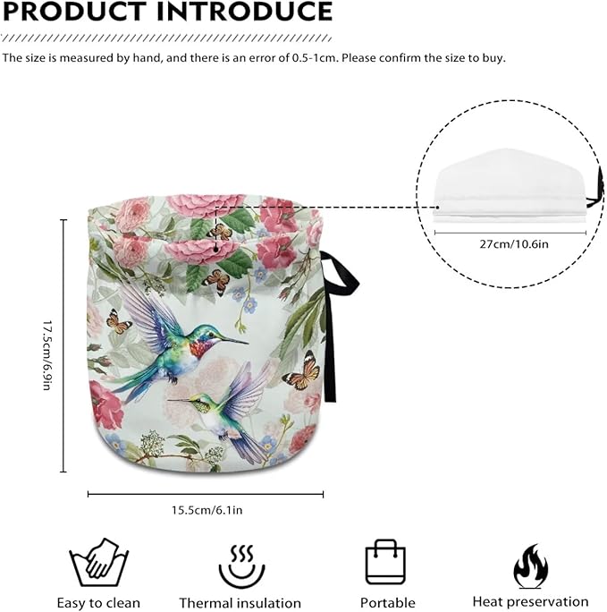 Hummingbird Flower Teapot Cozy for Teapot Tea Pot Dust Cover Teapot Cozies Insulation and Keep Warm Kitchen Accessory for Home Kitchen Office Holiday Party Decor