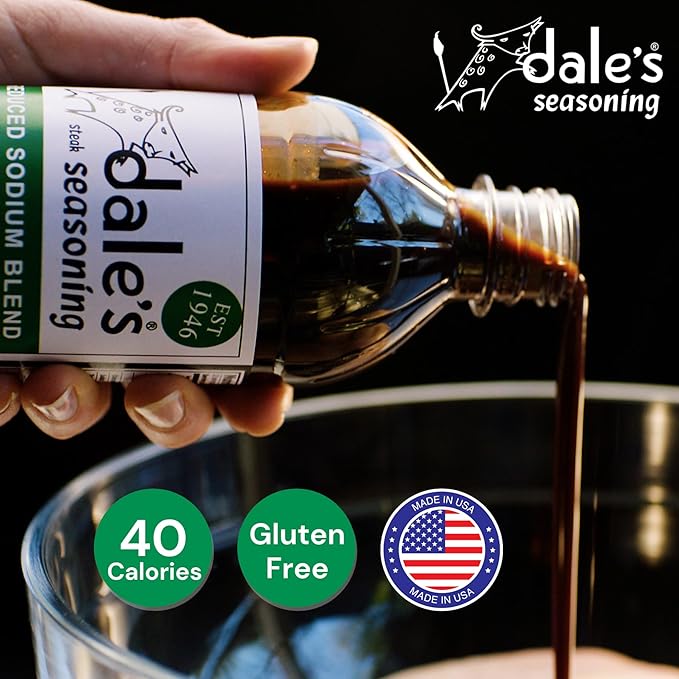 Steak Seasoning By Dale's, Reduced Sodium Blend, No Cholesterol | Delicious on All Meats, Fish | 16 oz Bottle (3 Pack) | No Long Marinating, Savory Blend of Exotic Spices! Gluten Free