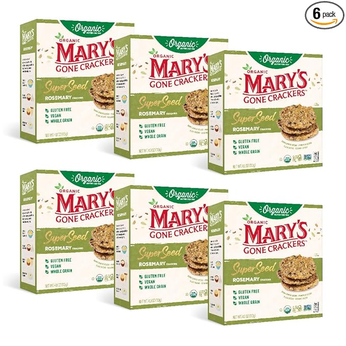 Mary's Gone Crackers Super Seed Crackers, Rosemary, 4 Ounce (Pack of 6), Organic Plant Based Protein, Gluten Free