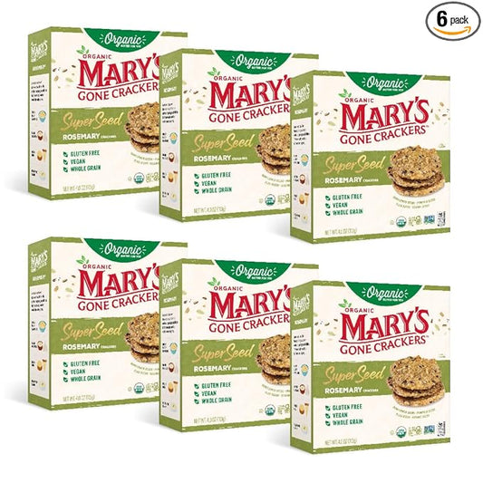 Mary's Gone Crackers Super Seed Crackers, Rosemary, 4 Ounce (Pack of 6), Organic Plant Based Protein, Gluten Free