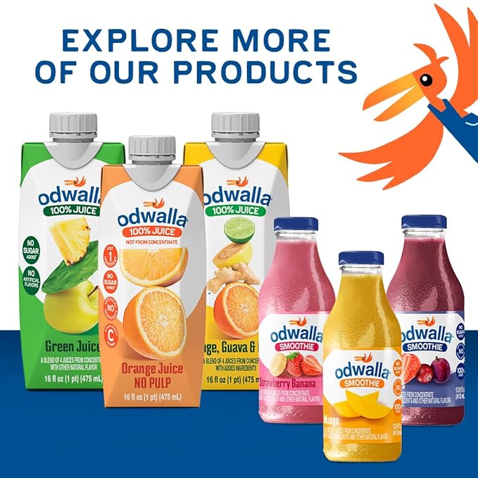 Odwalla Berries Smoothie - Fruit Smoothie Mix Ready to Drink - Juice Blend, No Added Sugar, No Preservatives - 13.9 oz Glass Bottles (12 Pack)