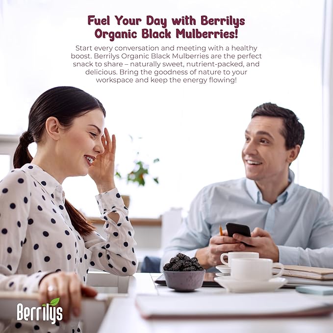 Dried Mulberries, Black, Organic, Berrilys, 3 LB, Dried Mulberry, Non-GMO, Unsulfured, Raw, Healthy Snacking, Great Ingredient for Baking Purposes, Vegan, Natural