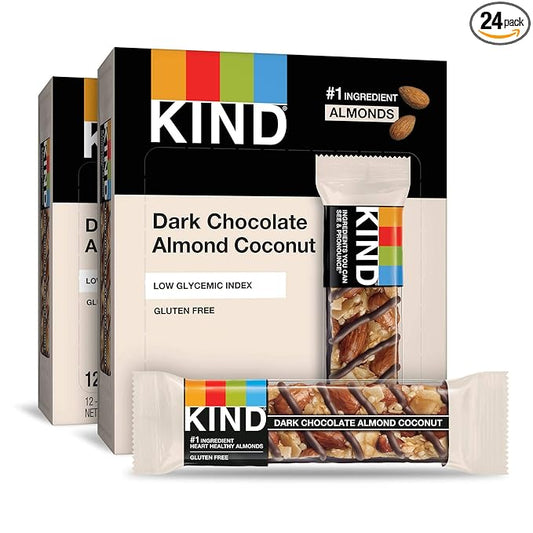 KIND Nut Bars, Dark Chocolate Almond Coconut, Healthy Snack Bars, Gluten Free, 3g Protein, 24 Count