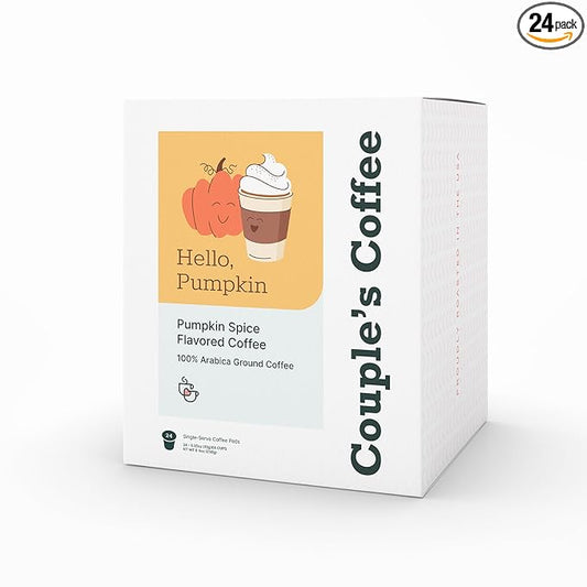 Couple's Coffee Pumpkin Spice K Cups | Hello Pumpkin | Gourmet Pumpkin Spice Ground Coffee | Compatible with K-Cups & Single Serve Brewers | 24 Count
