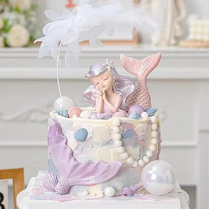 Sentovac Purple Mermaid Sprinkle Edible Decorating Ocean Sprinkles for Cake Cupcake Topper Cookie Baking Decorations Starfish Shell Pearl Mermaid Candy Mix Mermaid Party Birthday Cake Decorations