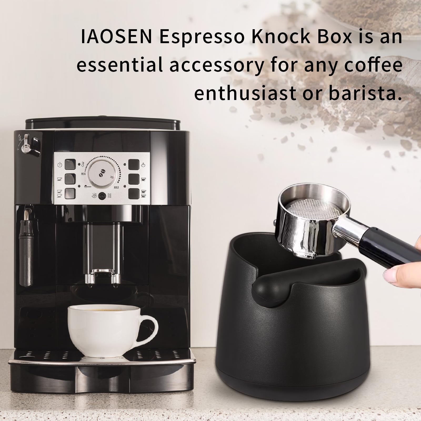 IAOSEN Knock Box Large Capacity Design Espresso Knock Box Shock-absorbent Knock Box Espresso with