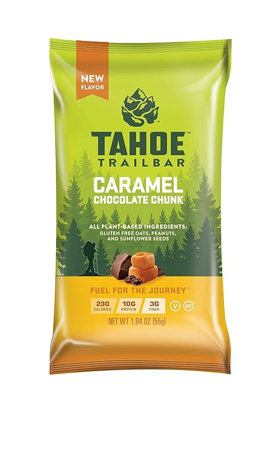 Plant-Based Natural Energy Bar (1.94 Ounce Protein Bar, 12 Count) High Protein Non-GMO, Gluten Free, Vegan Healthy Snacks - Caramel Chocolate Chunk