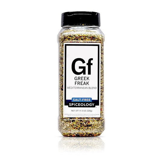 Spiceology ??Greek Freak Mediterranean Salt-Free Seasoning ??Greek Herbs & Spices for Chicken, Potatoes, Salad, Gyros, Pasta & Pizza ??Fresh-Ground, Chef-Crafted Mediterranean Blend ??11.5 oz