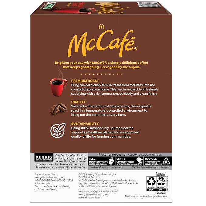 McCafe Premium Roast Coffee, Keurig Single Serve K-Cup Pods, Medium Roast, 96 Count