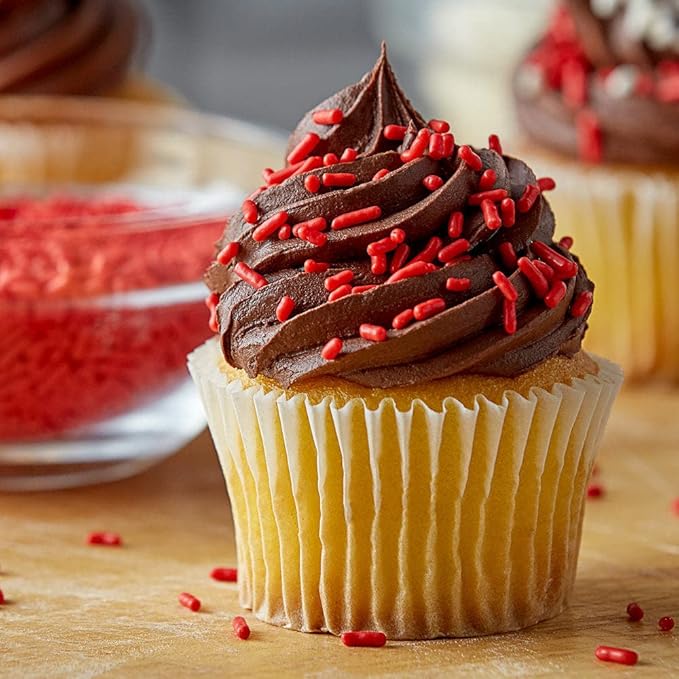 Red Sprinkles - 1.6 Pounds - Bulk Jimmies - Edible Decorations for Cake Decorating - Dessert Toppings for Ice Cream, Cupcakes, Cookies, Cake Pops